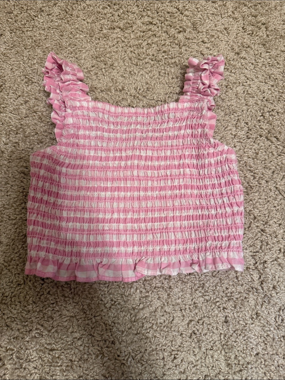 Kate Mack Pink Smocked Ruffle Tank